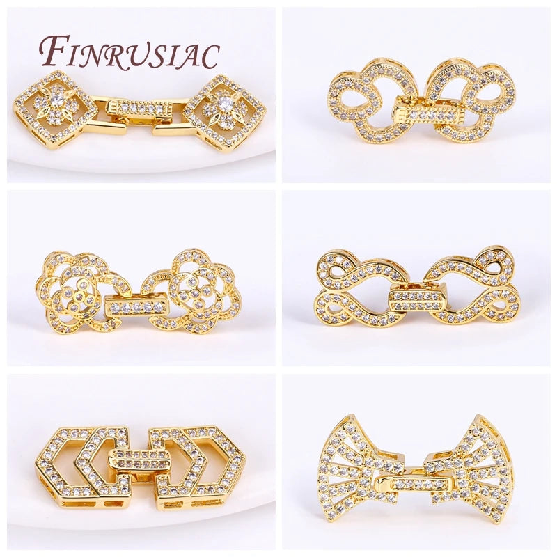 18K Gold Plated Zircon Pearl Clasp | DIY Jewelry Findings Jewelry Clasp Findings P3