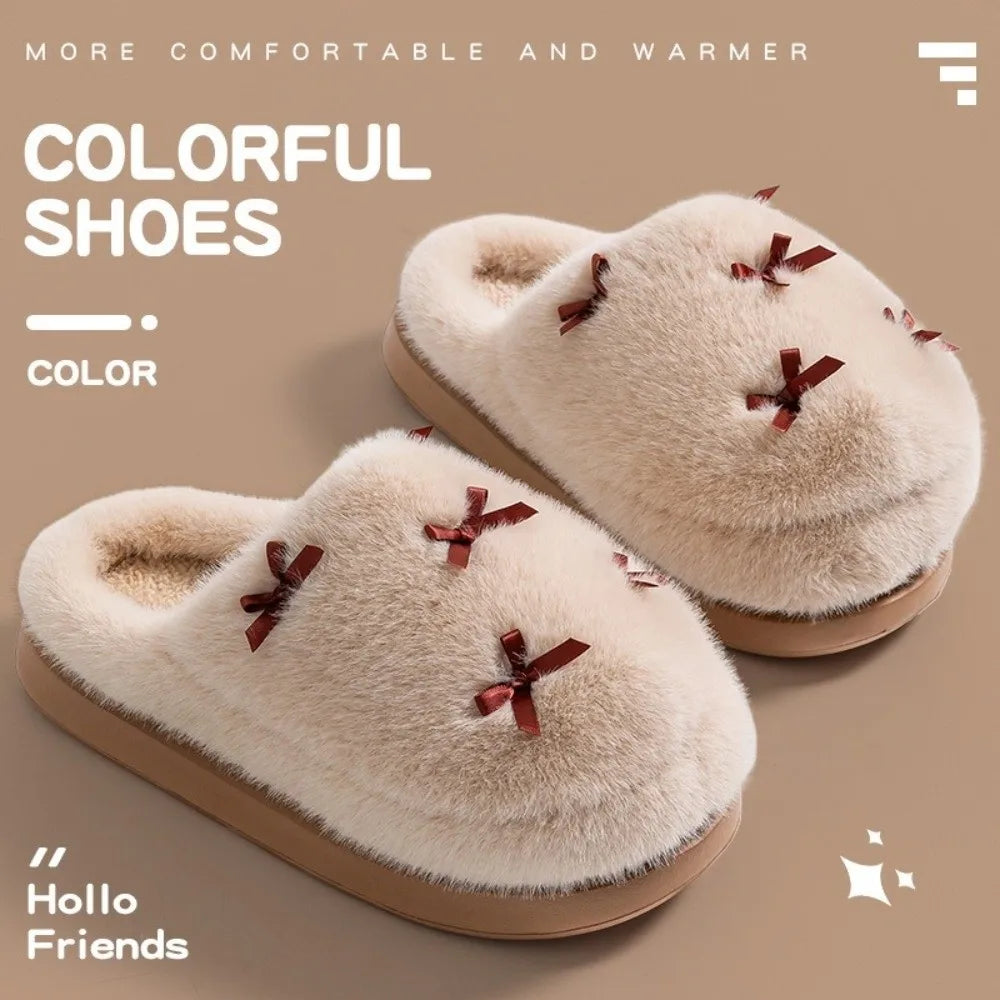 Women's Fluffy Bow Knot House Slippers | Non-Slip EVA Sole Women's House Slippers P3