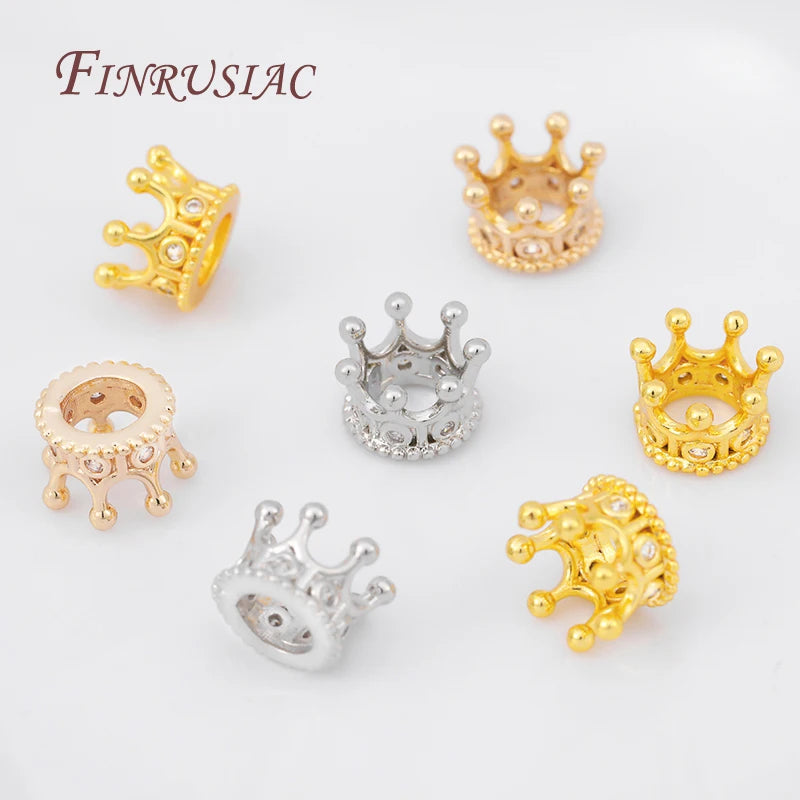 18K Gold Plated Zircon Crown Spacer Beads 5/10 Pack – DIY Jewelry Spacer Beads P3