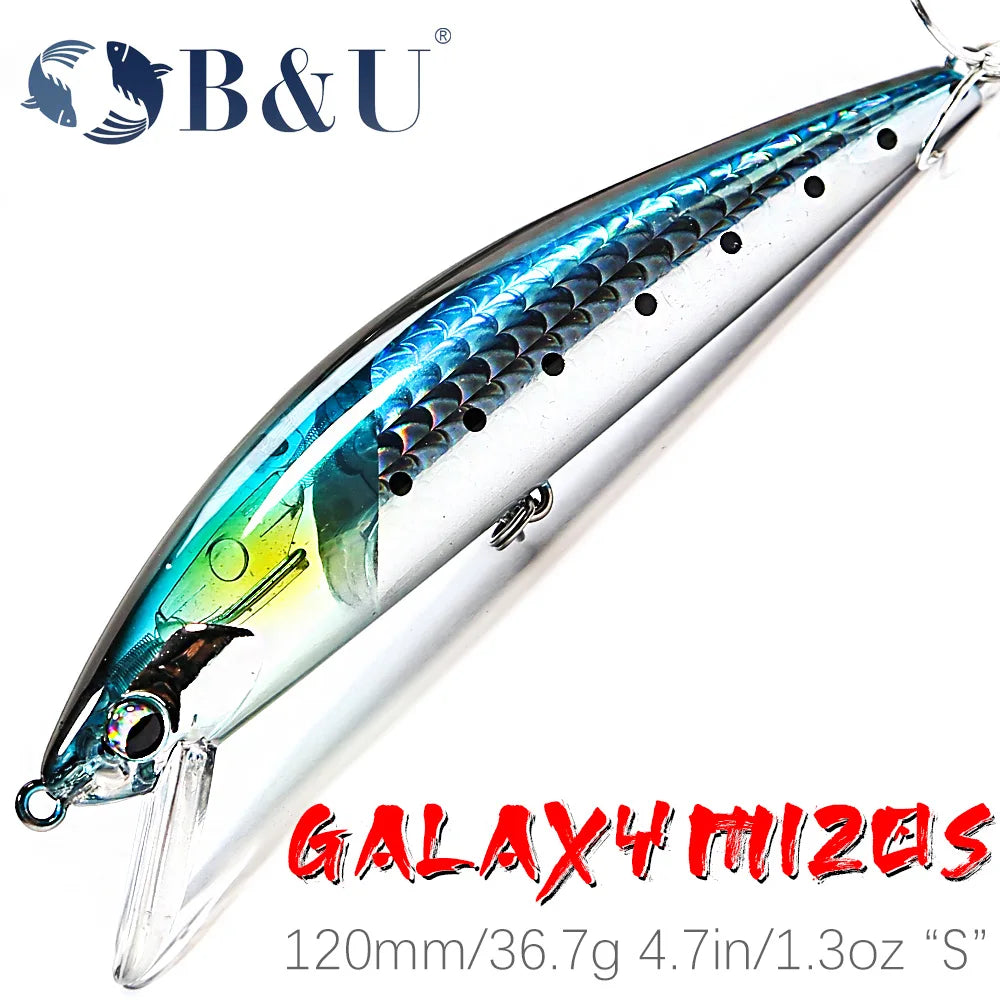 B&U 120mm Sinking Minnow Lure – Pike Bass Trout Crankbait Sinking Minnow Lure P3