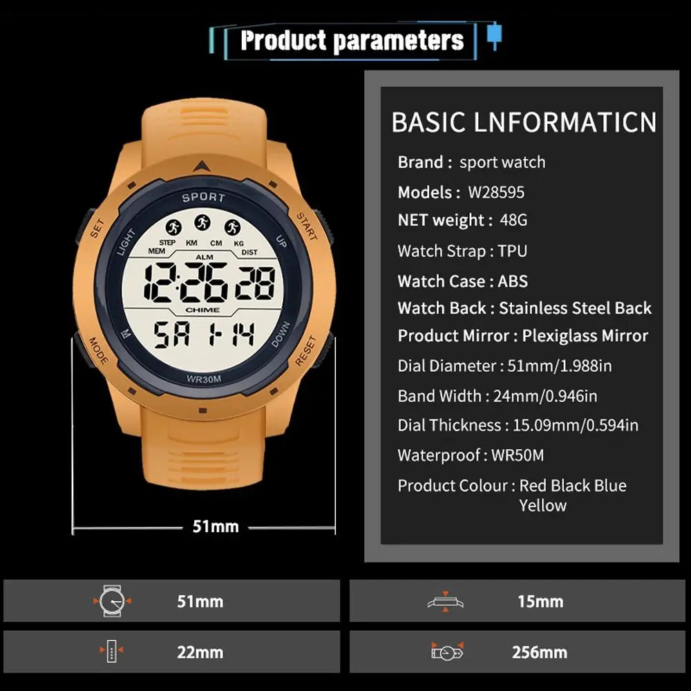 Men's Outdoor Sports Digital Watch – LED Night Glow, Large Screen Sports Digital Watch P3