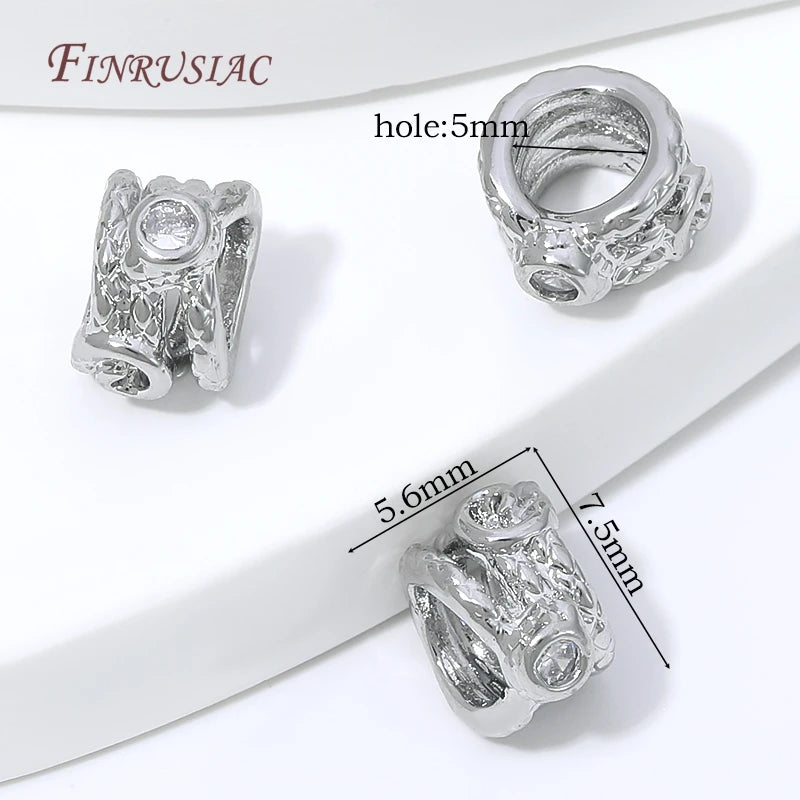 18K Gold Plated Zircon Oval Charm & Spacer Beads | DIY Jewelry Jewelry Making Beads P3 Rhodium Plated 10 pcs