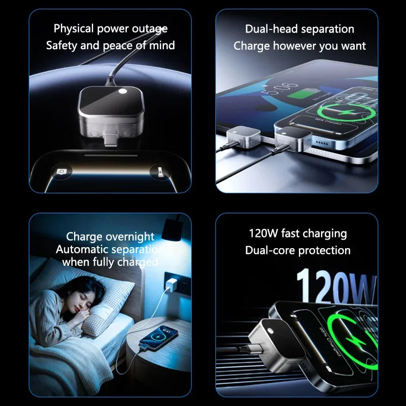 140W GaN USB-C Fast Charger – AI Auto Power-Off Adapter USB-C Fast Charger P3