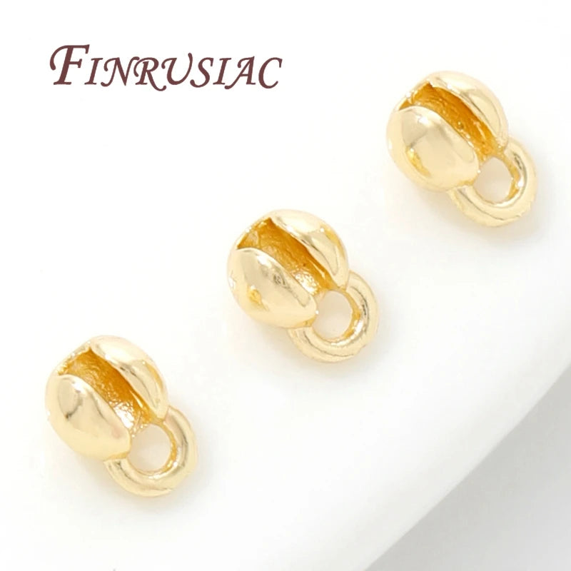 18K Gold Plated Brass Crimp Beads & Ball Chain Connectors Jewelry Findings P3