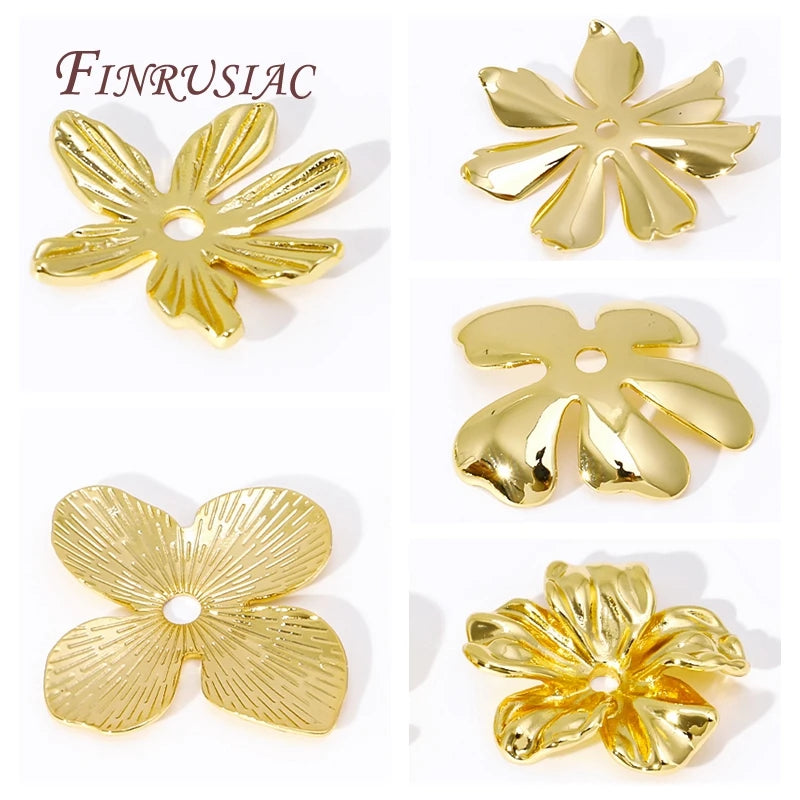 18K Gold Plated Brass Flower Bead Caps – DIY Jewelry Findings Jewelry Bead Caps P3