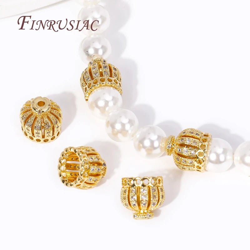 18K Gold Plated Brass Zircon Crown Bead Caps – DIY Jewelry Jewelry Bead Caps P3