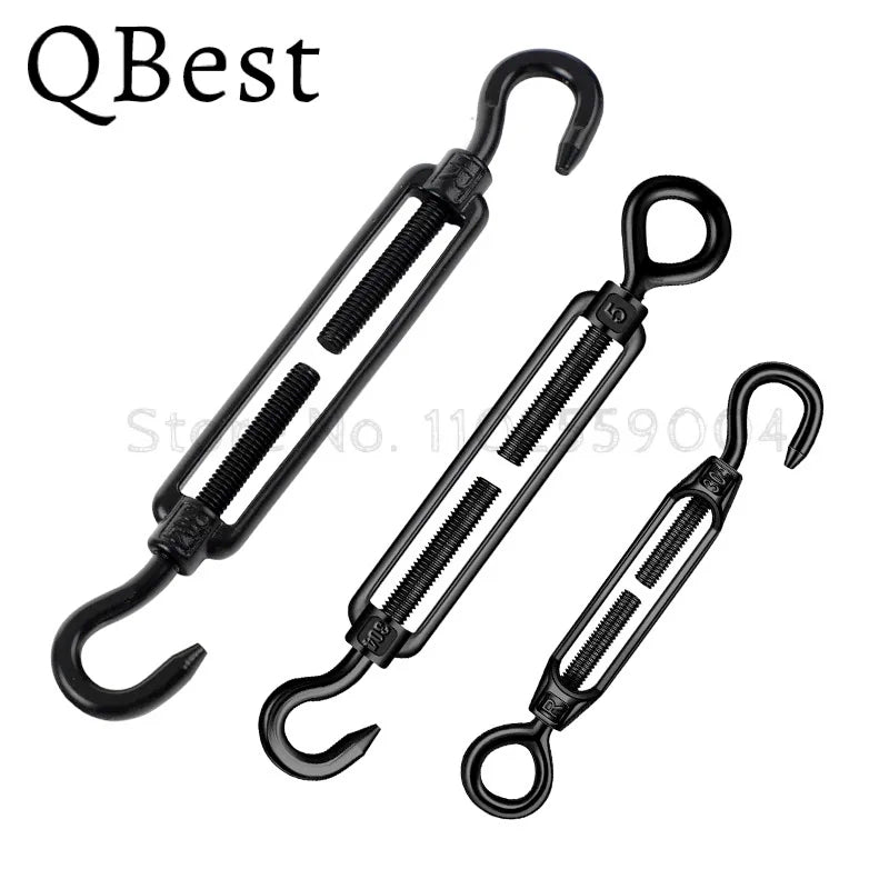 Black Stainless Steel Hook & Eye Turnbuckle Wire Tensioner M4–M8 Wire Turnbuckle Tensioner P3