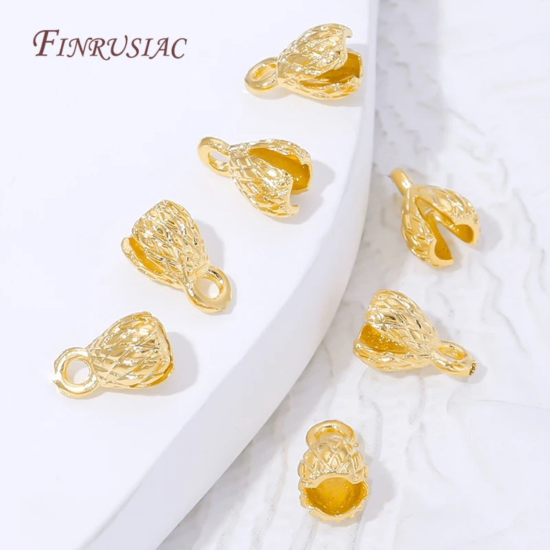 18K Gold Plated Pinecone End Caps & Cord Connectors | 10/20 Pcs Jewelry Making Findings P3