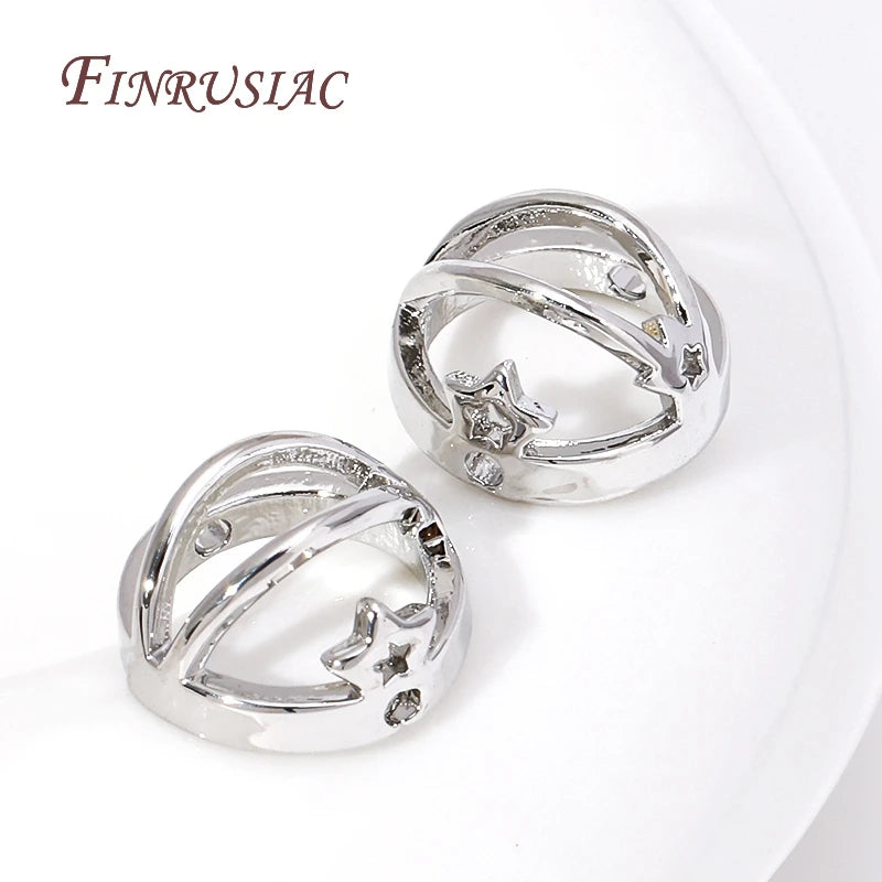 18K Gold Plated Round Bead Frame Spacer Connectors | DIY Jewelry Bead Spacer Connector P3