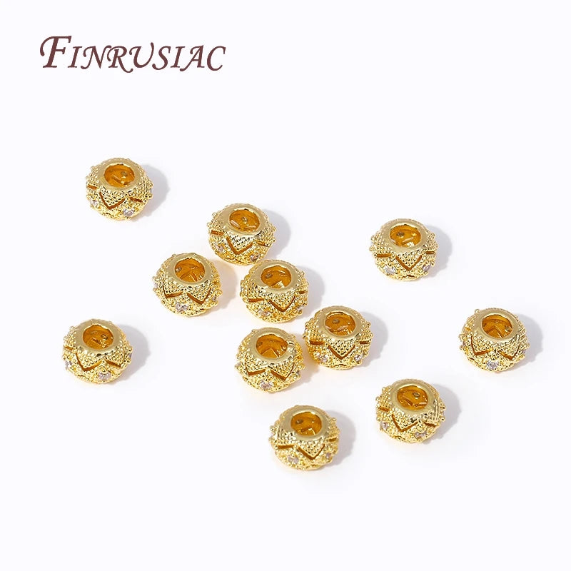 18K Gold Plated Zircon Spacer Beads – DIY Bracelet Jewelry Jewelry Spacer Beads P3