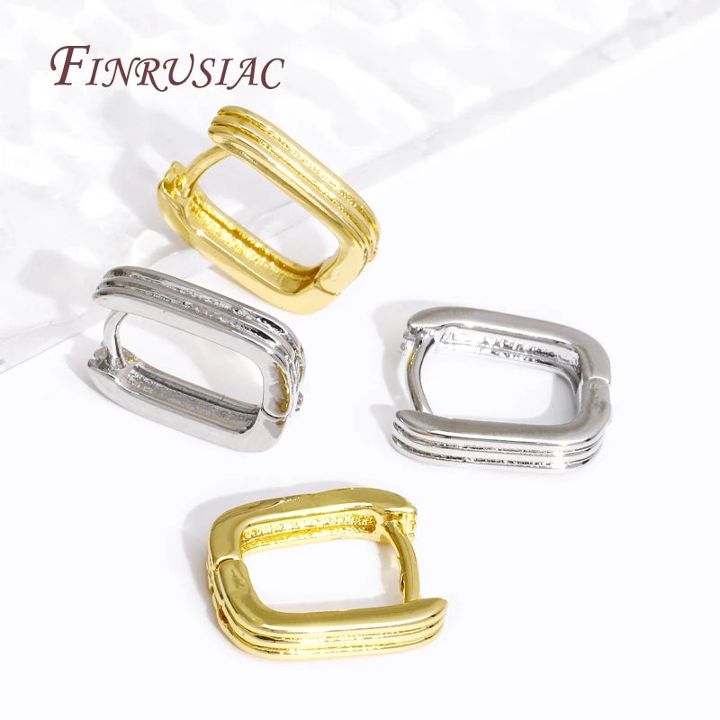 18K Gold Plated Zircon Geometric Hoop Earrings for Women Hoop Earrings P3