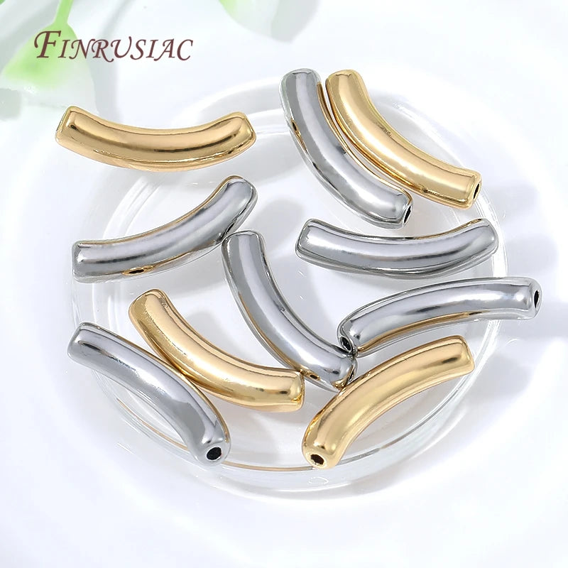 18K Gold Plated Curved Tube Spacer Beads – DIY Jewelry Findings Jewelry Spacer Beads P3