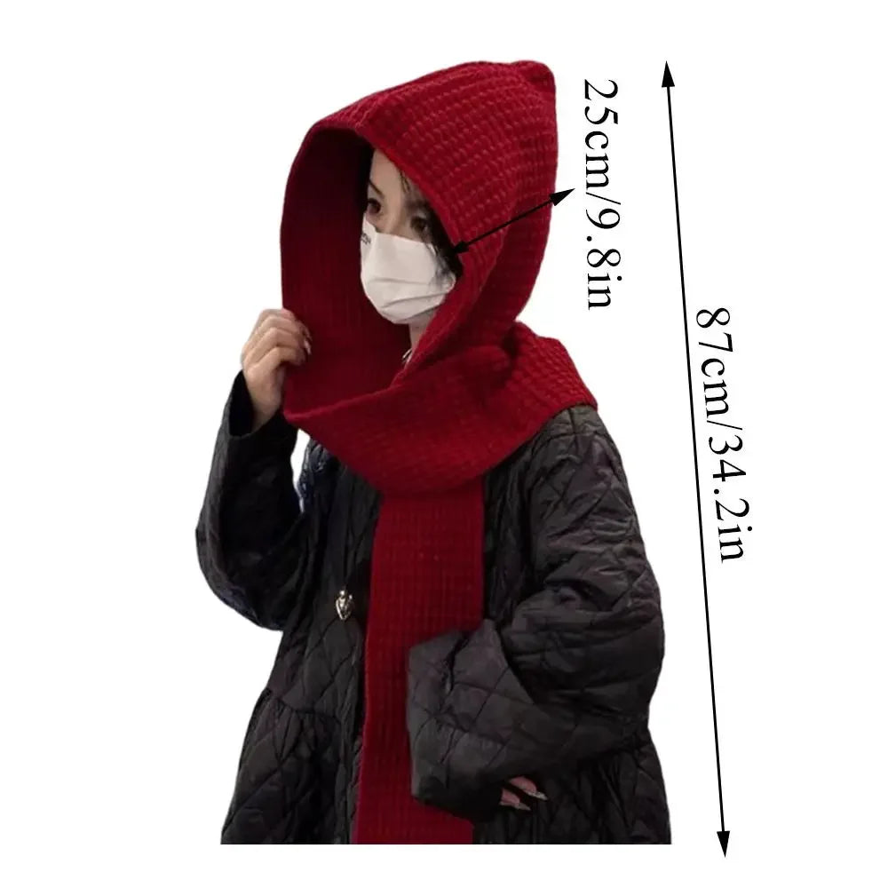 Korean Balaclava Bonnet – Women's Knitted Hat & Neck Warmer Winter Balaclava Hat P3