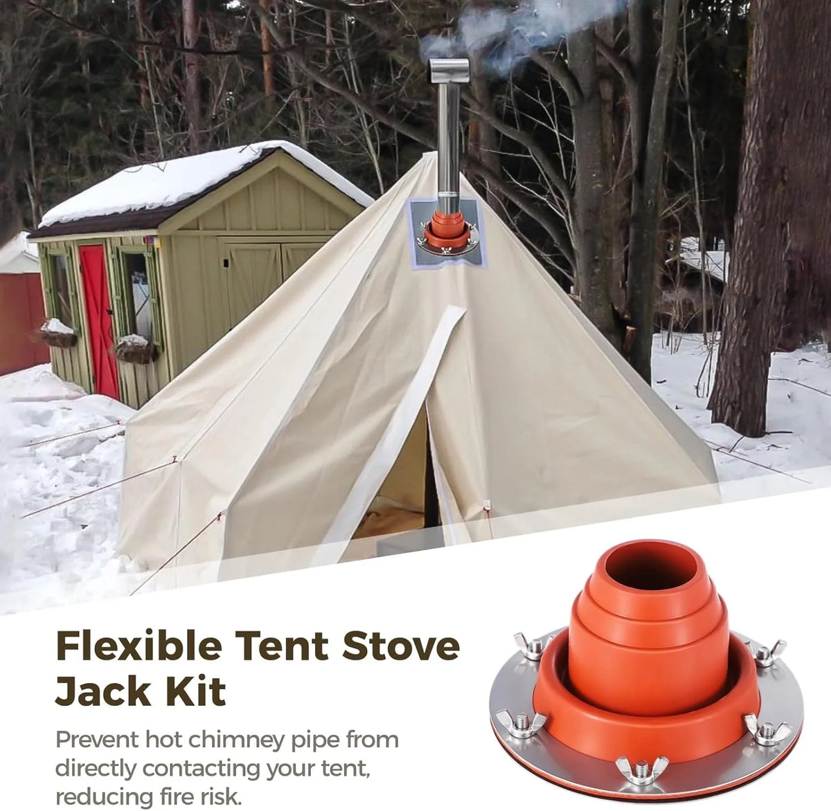 Tent Stove Jack Kit – High-Temp Silicone Pipe Boot Flue Flashing Stove Jack Kit P3