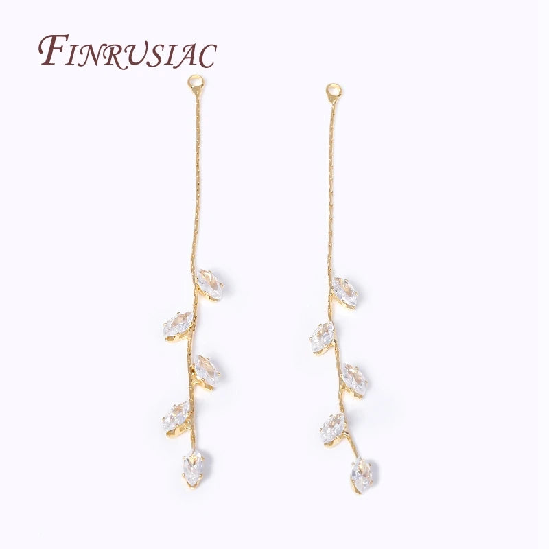 18K Gold Plated CZ Long Tassel Earring Charms | DIY Jewelry Earring Tassel Charms P3