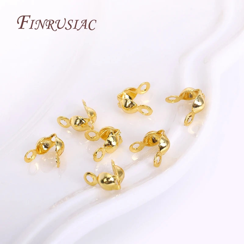18K Gold Plated Ball Chain End Connectors & Crimp Bead Tips Jewelry Findings P3