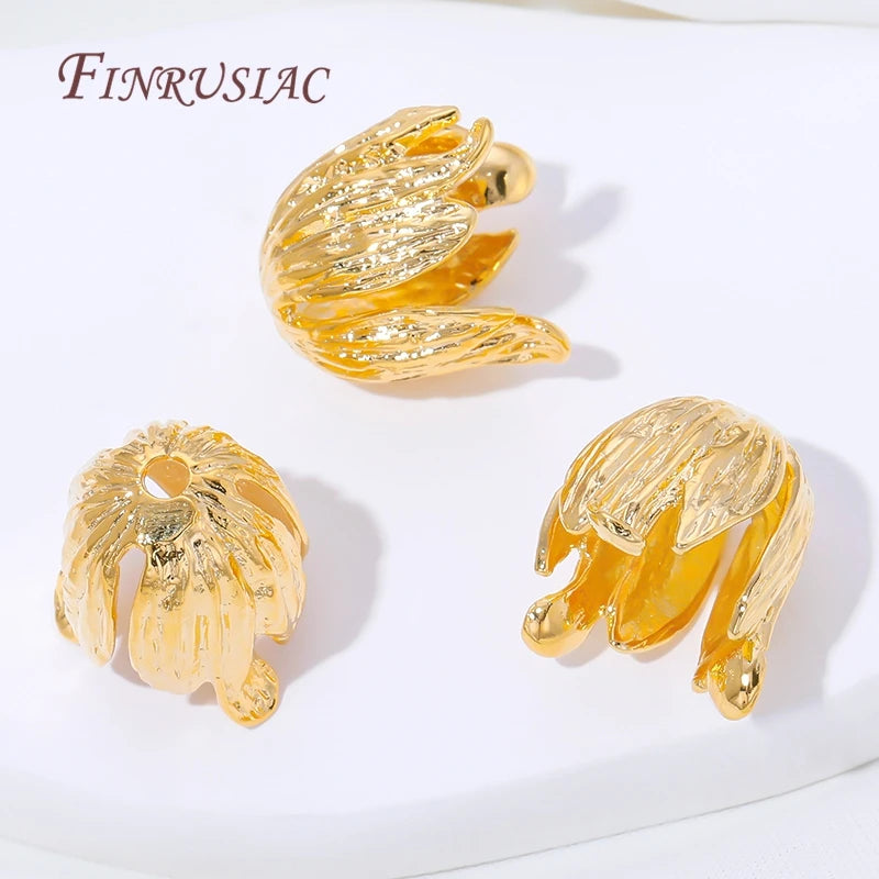 18K Gold Plated Tulip Bead Caps – Flower End Caps for DIY Jewelry Jewelry Bead Caps P3