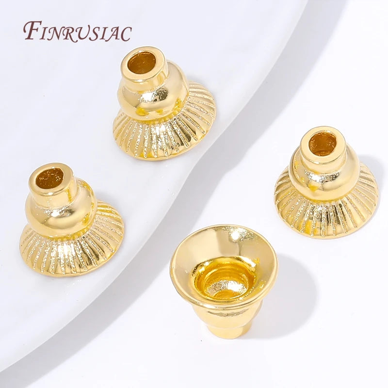 18K Gold Plated Bell Tassel End Caps | Brass Bead Findings Jewelry Bead Cap Findings P3