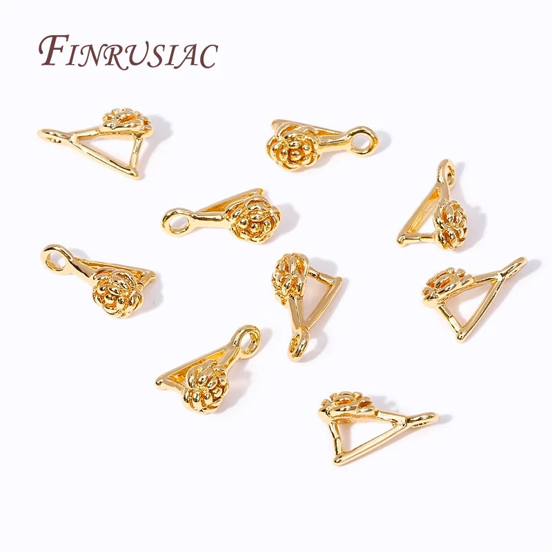 18K Gold Plated Brass Flower Clamp Bail Hooks – DIY Earring Findings Jewelry Findings P3