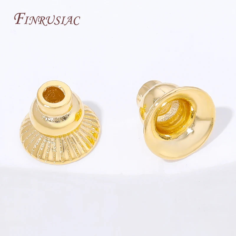18K Gold Plated Bell Tassel End Caps | Brass Bead Findings Jewelry Bead Cap Findings P3
