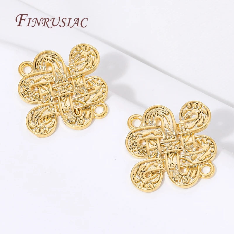 18K Gold Plated Chinese Knot 2-Hole Connector | DIY Jewelry Findings Jewelry Connector Finding P3