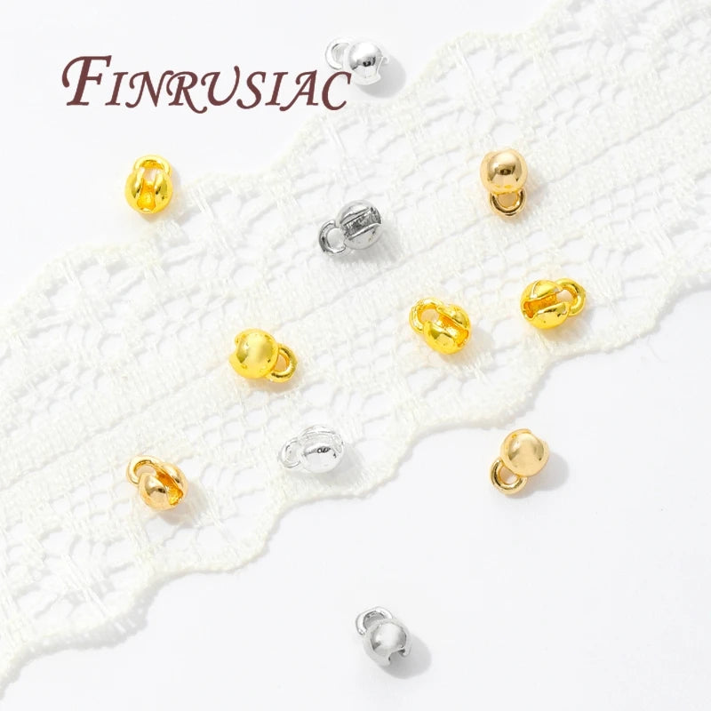 18K Gold Plated Brass Crimp Beads & Ball Chain Connectors DIY Jewelry Findings P3