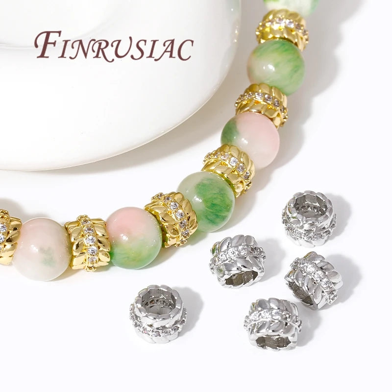 18K Gold Plated Brass Zircon Spacer Beads for DIY Jewelry Jewelry Spacer Beads P3