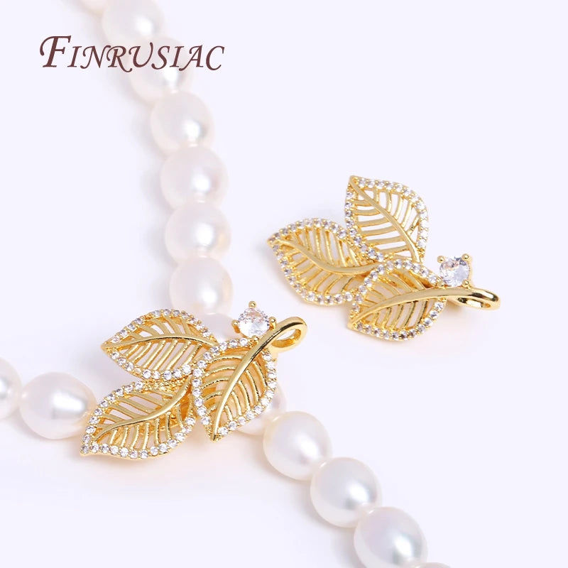 18K Gold Plated Zircon Hollow Leaf Pearl Clasps – DIY Jewelry Jewelry Clasp Findings P3