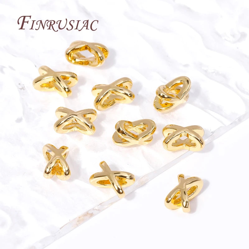 18K Gold Plated Star & X Brass Spacer Beads | DIY Jewelry Making Jewelry Spacer Beads P3