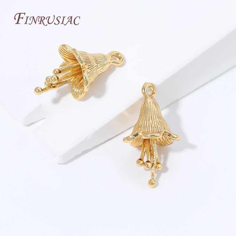 18K Gold Plated Jellyfish Charm – Brass Marine DIY Pendant DIY Jewelry Charm P3