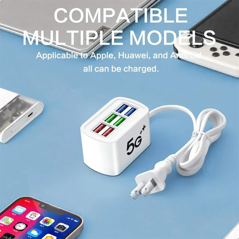 6-in-1 USB Desktop Charging Station – 30W Fast Charge Hub USB Charging Station P3 US Charger
