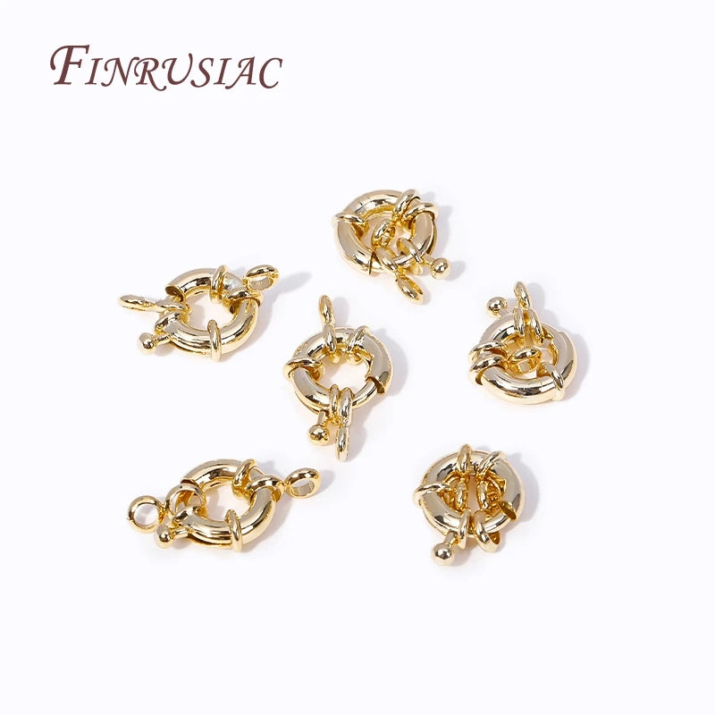 14k Gold Plated Brass Spring Ring Clasps 9/11.5/15mm DIY Jewelry Clasps P3