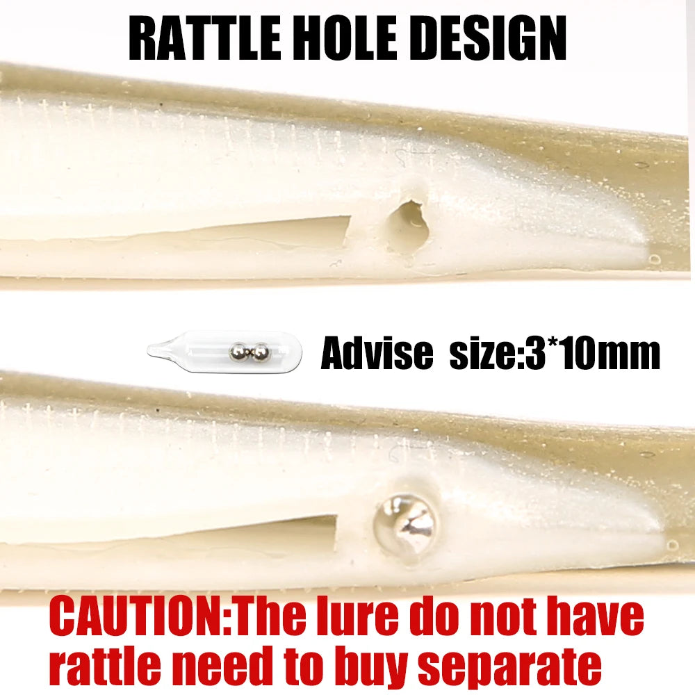 B&U 115mm Soft Minnow Jigging Lure Rattle Combo – Bass Pike Soft Fishing Lure P3