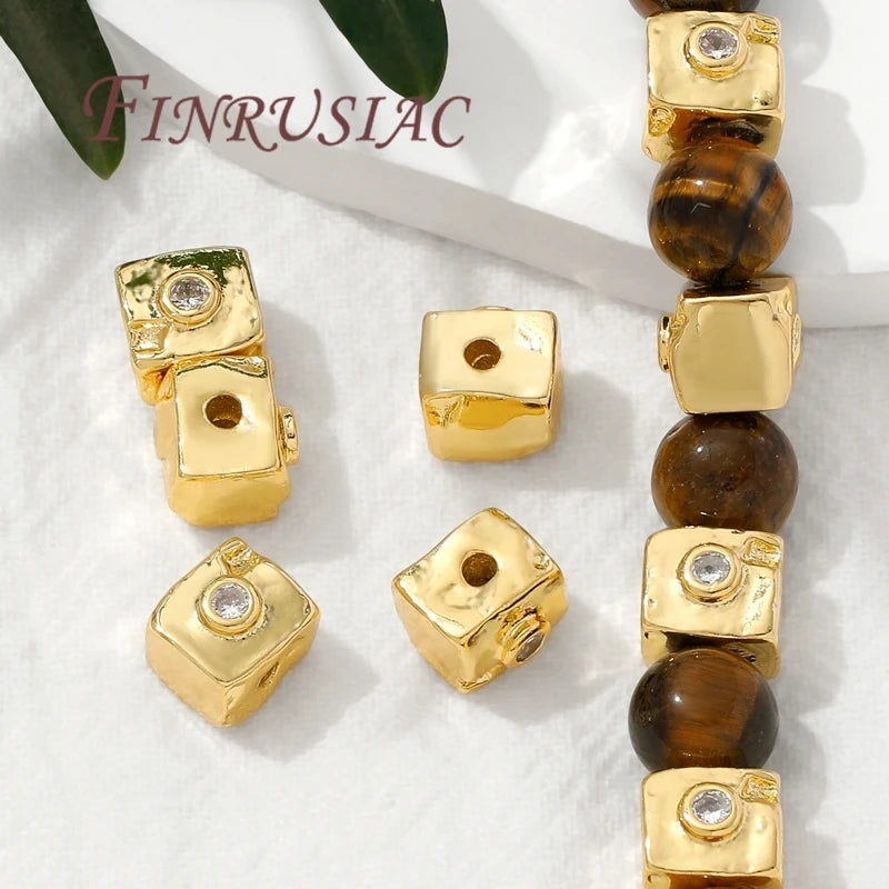 8mm Square Spacer Beads 18K Gold Plated – DIY Jewelry Findings Jewelry Spacer Beads P3