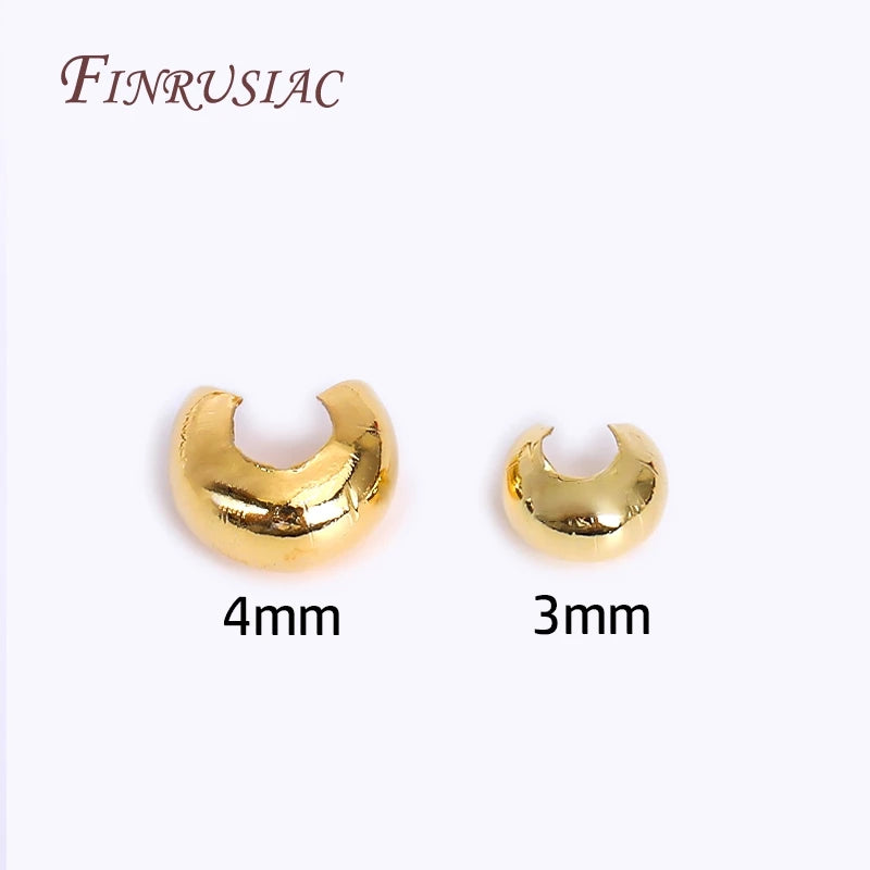 18K Gold Plated Crimp Bead Covers 3mm 4mm | DIY Jewelry Findings Jewelry Findings P3