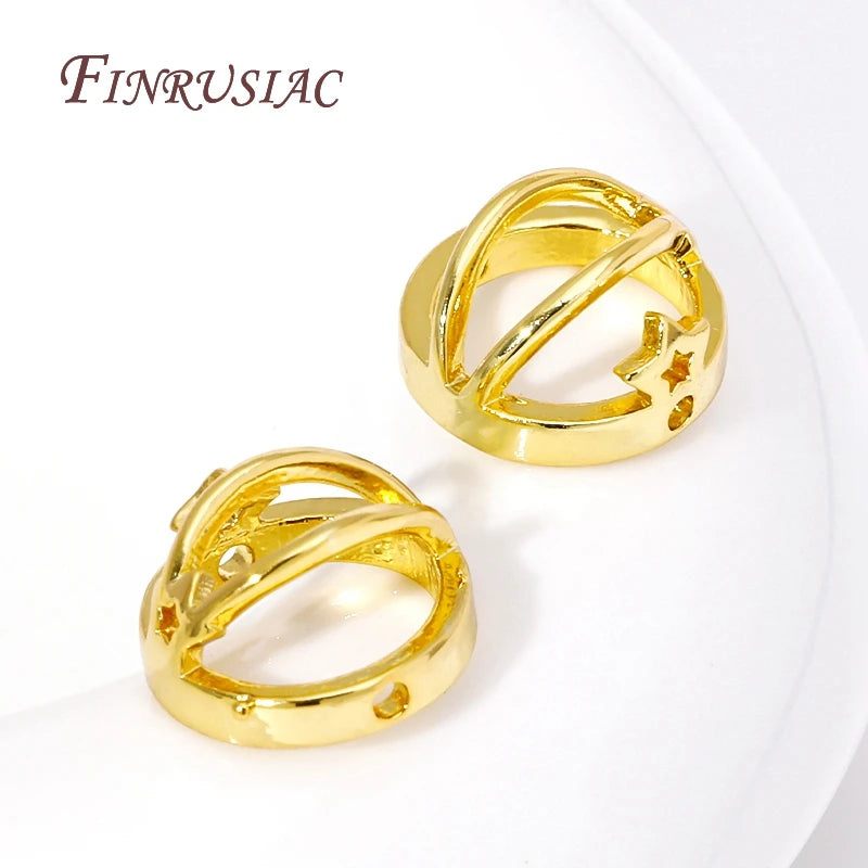 18K Gold Plated Round Bead Frame Spacer Connectors | DIY Jewelry Bead Spacer Connector P3