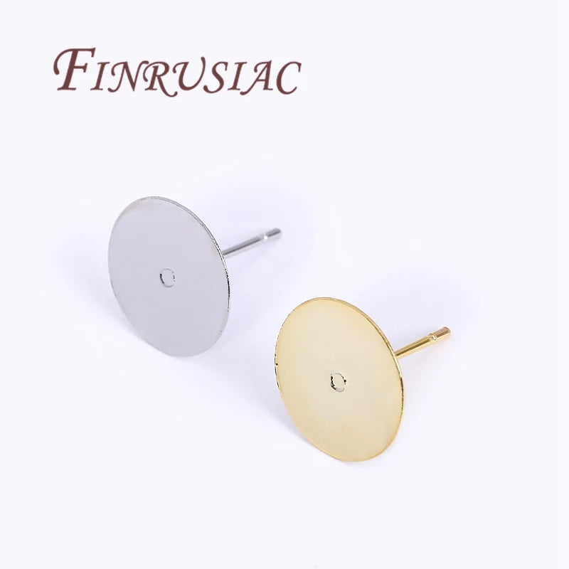 50Pcs 18K Gold Plated Blank Stud Earring Bases – DIY Jewelry Earring Stud Findings P3