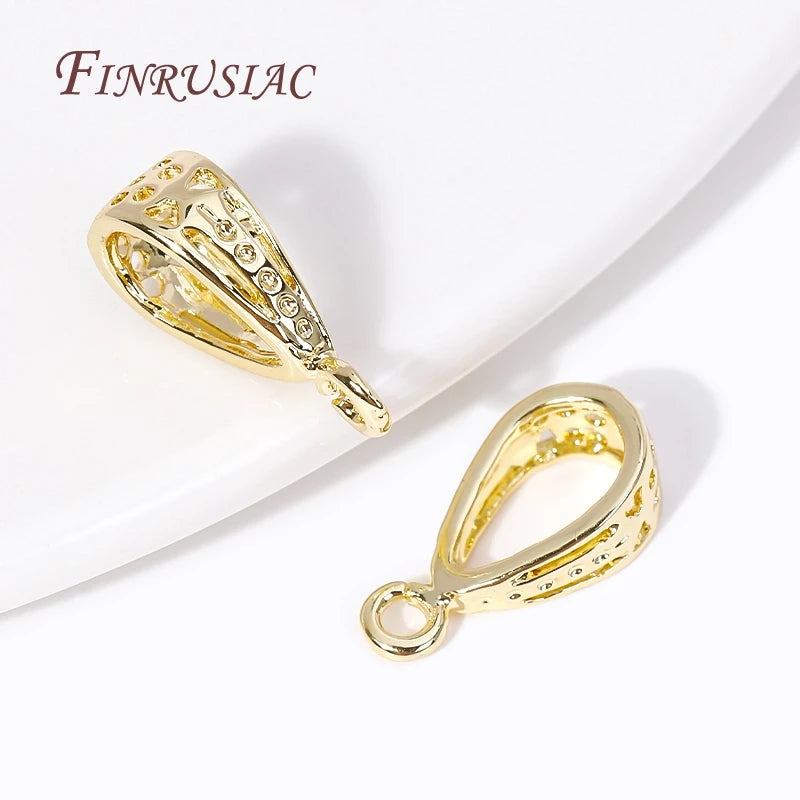 18K Gold Plated Brass Droplet Pendant Bail Connector – DIY Jewelry Pendant Bail Connector P3