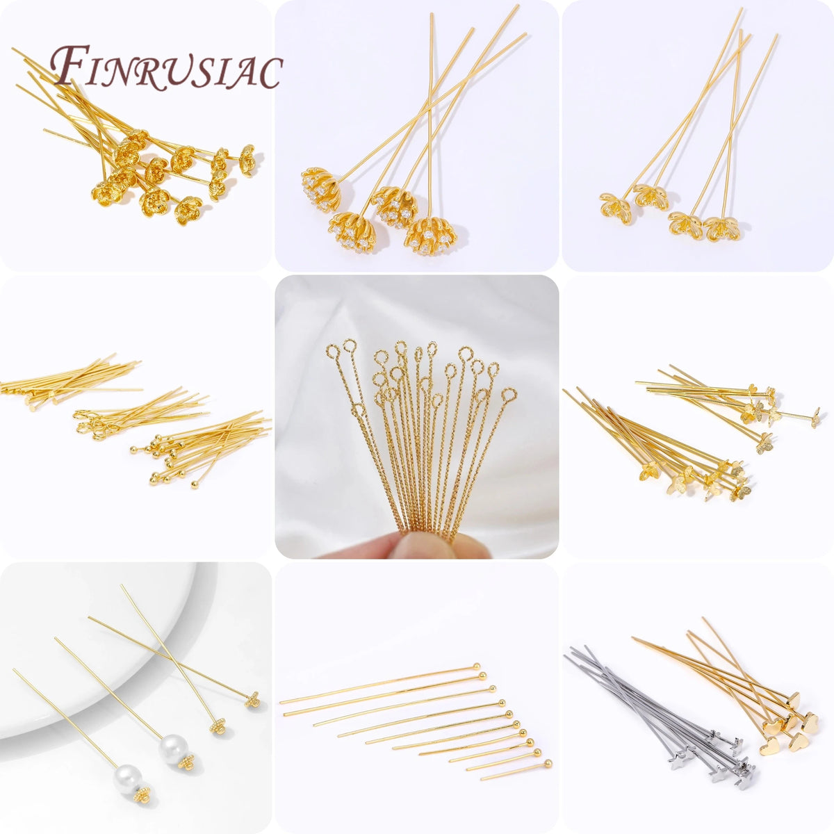 18K Gold Plated Ball Head Pins – Long Stem Beading Pins Jewelry Making Findings P3