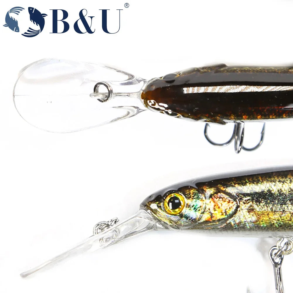 B&U 68mm 3D Suspending Minnow Jerkbait – Bass Pike Lure Suspending Minnow Lure P3