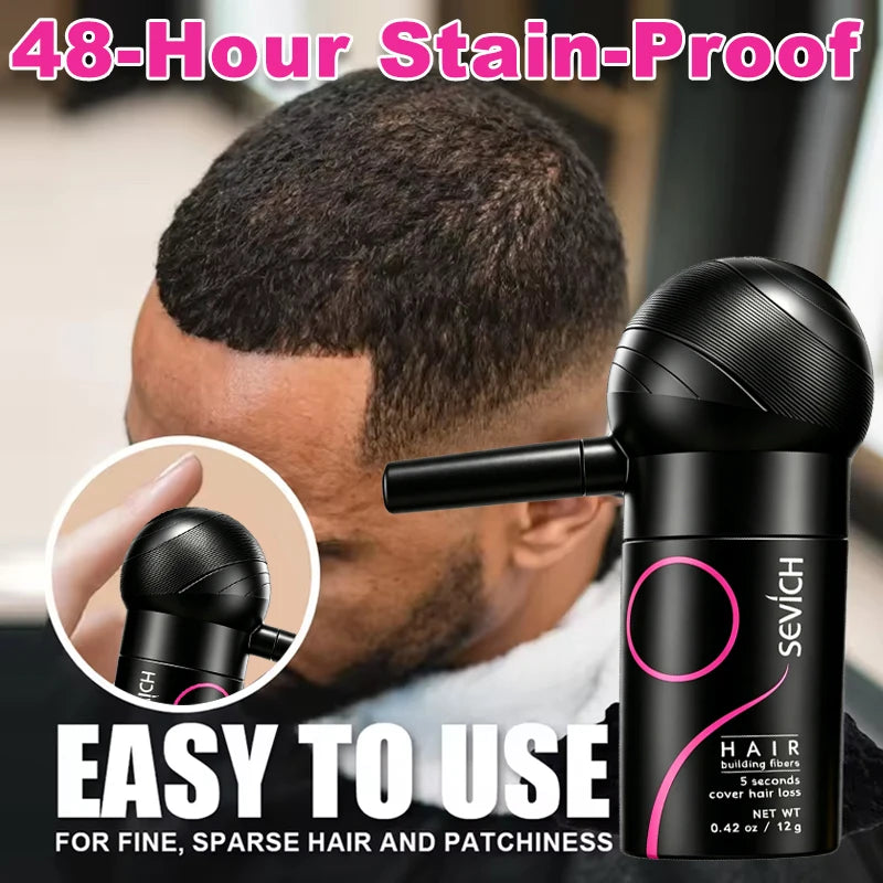SEVICH Hair Fiber Powder 12g – Spray Nozzle, 24H Volume Hair Fiber Powder P3 Black