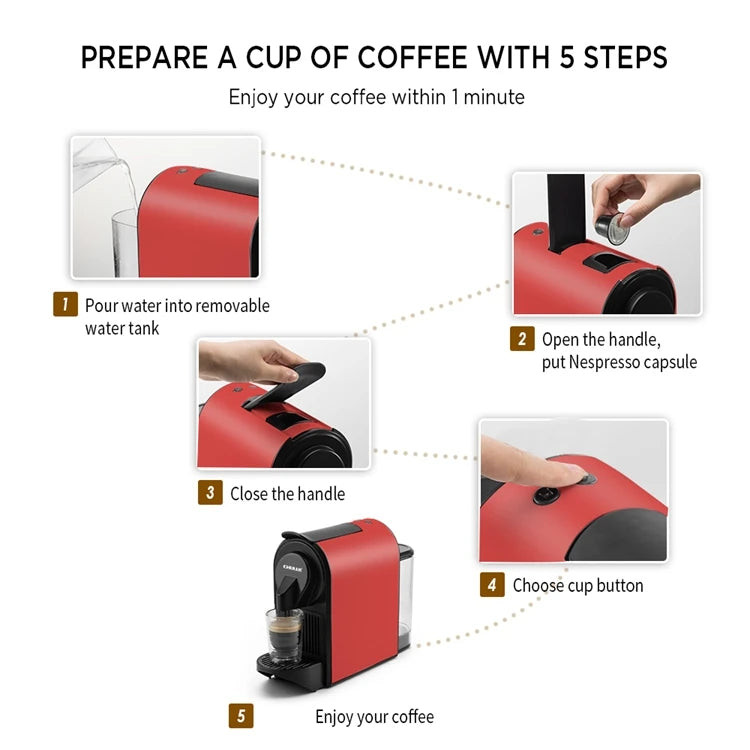 DUTRIEUX NES Capsule Espresso Machine – 20 Bar | Red Capsule Espresso Machine P3