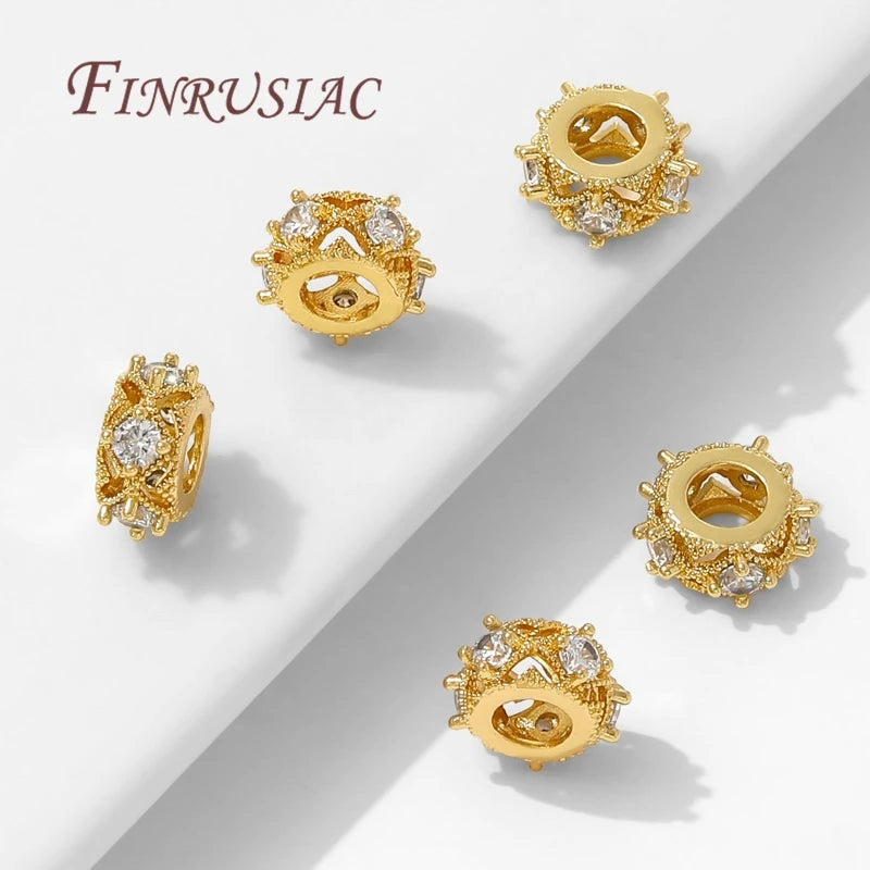 18K Gold Plated Zircon Round Spacer Beads – DIY Jewelry Making Jewelry Spacer Beads P3