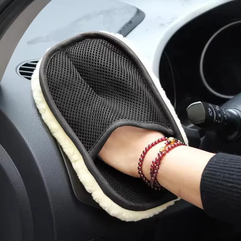 Plush Wool Car Wash Mitt – Scratch-Free Cleaning Glove Car Wash Mitt P3