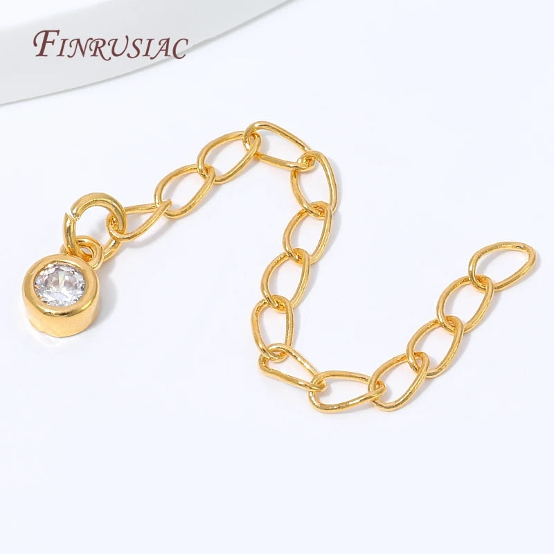 18K Gold Plated CZ Charm Chain Extender – Necklace & Bracelet Jewelry Chain Extender P3