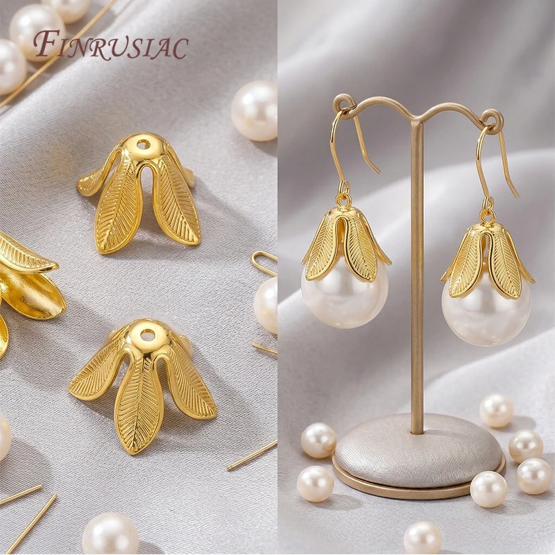 18K Gold Plated Leaf Flower Bead Caps – DIY Jewelry Findings Jewelry Findings P3