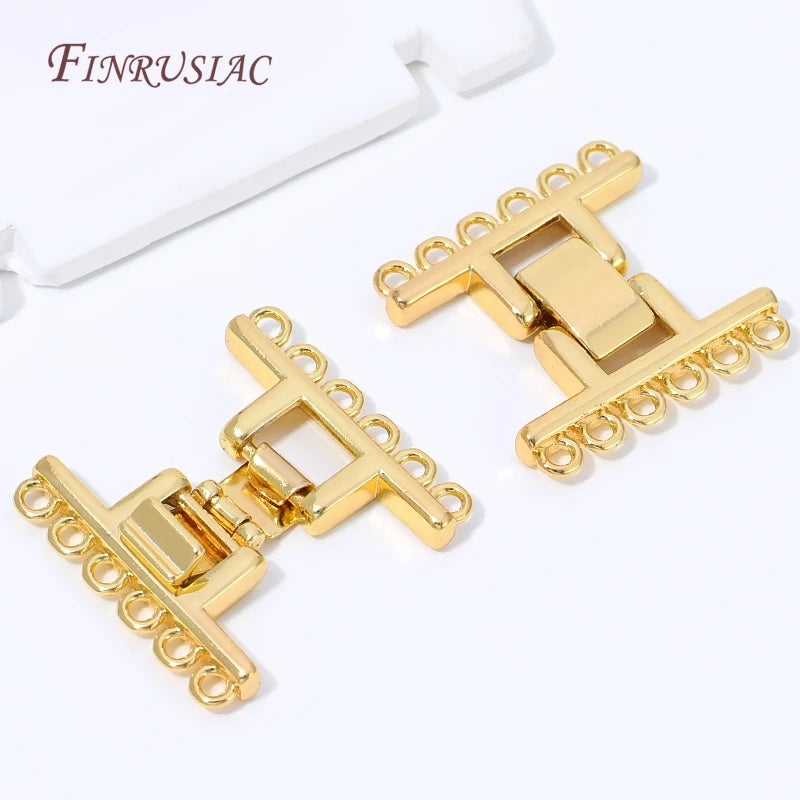 18K Gold Plated Multi-Strand Rectangle Bracelet Clasp DIY Jewelry Clasp Connector P3
