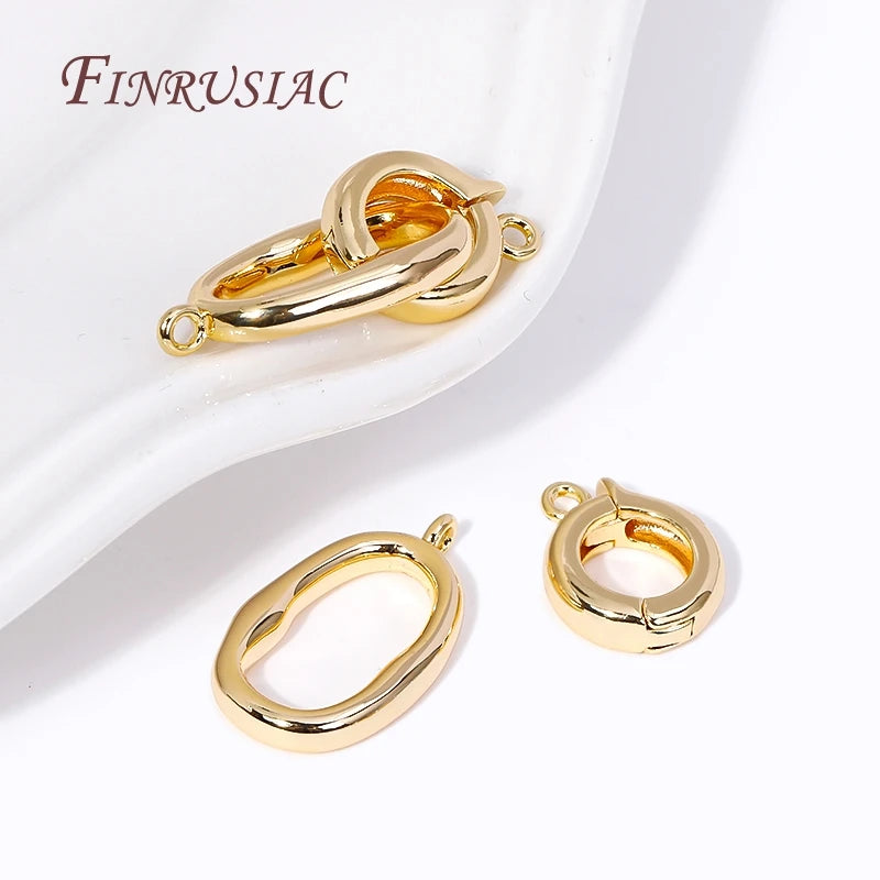 18K Gold Plated Brass Round Connector Clasps – DIY Jewelry Jewelry Connector Clasp P3