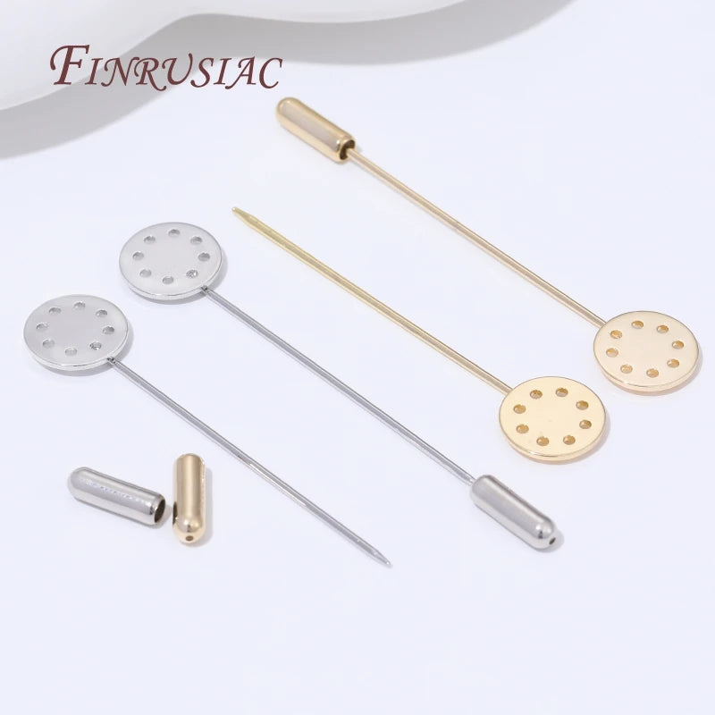 14K Gold Plated Brass Stick Pin Blanks – DIY Lapel & Shawl Pins Brooch Pin Blanks P3