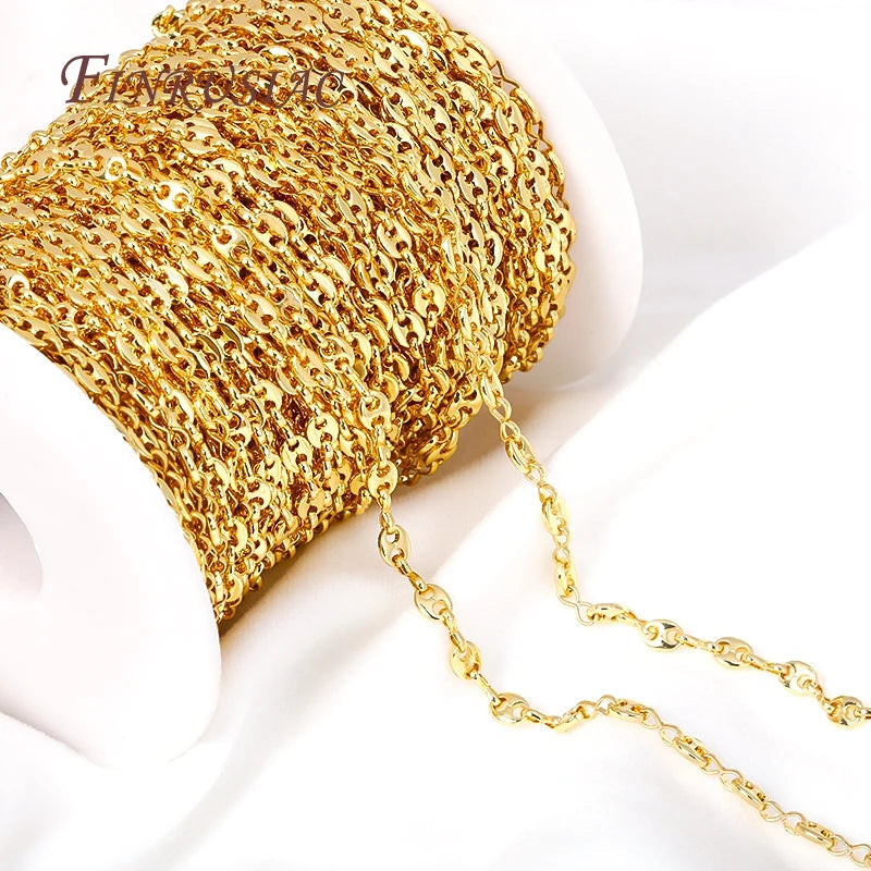18K Gold Plated Pig Nose Chain – DIY Necklace & Bracelet Bulk Jewelry Making Chain P3